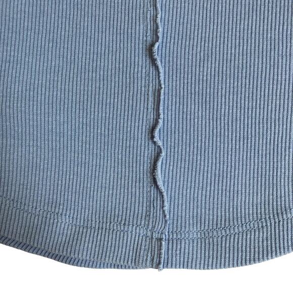 Anthropologie Pilcro XXS The Andie Ribbed Henley Top Short Sleeve Light Blue - Picture 12 of 16
